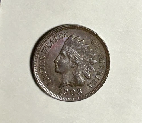 1903 Indian Head Penny- Uncirculated RB/Magenta Toning! Beautiful!