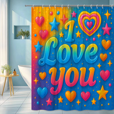 Colorful Love Shower Curtain for Kids and Fun Bathroom Decor