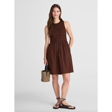 Madewell The Melody Smocked Mini Dress Cotton Roasted Chicory Brown Small NWT