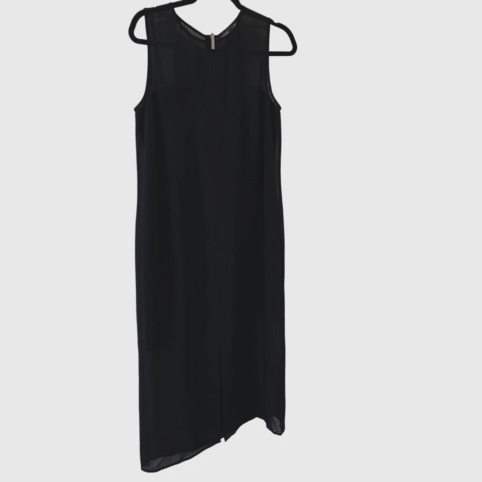 Vestido midi negro sin mangas superpuesto transparente moderno elegante vacaciones Kensie 12 Foto 2 de 4
