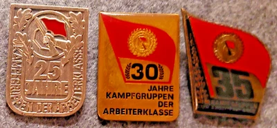 DDR Abzeichen Nadel Brosche Kampfgruppen 25, 30 und 35 Jahre - Bild 1 von 3