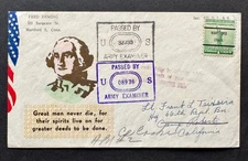 AtoZ. 1944 WWII Patriotic CT Precancel to Camp Roberts CA Censored, Forwarded