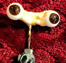 11 mm  Antique German Brown Glass Doll Eyes with Rocker-38 mm wide