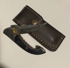 Damascus Steel Pocket Knife With Sheath Crackin Handle See Pictures Knife No Box — photo 2