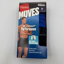 Hanes Boxer Briefs Mens 2X Blue Black X-Temp Performance 4 Pack UM2BD4