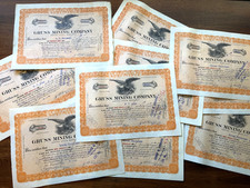 GRUSS MINING COMPANY STOCK CERTIFICATE LOT CALIFORNIA GOLD SILVER