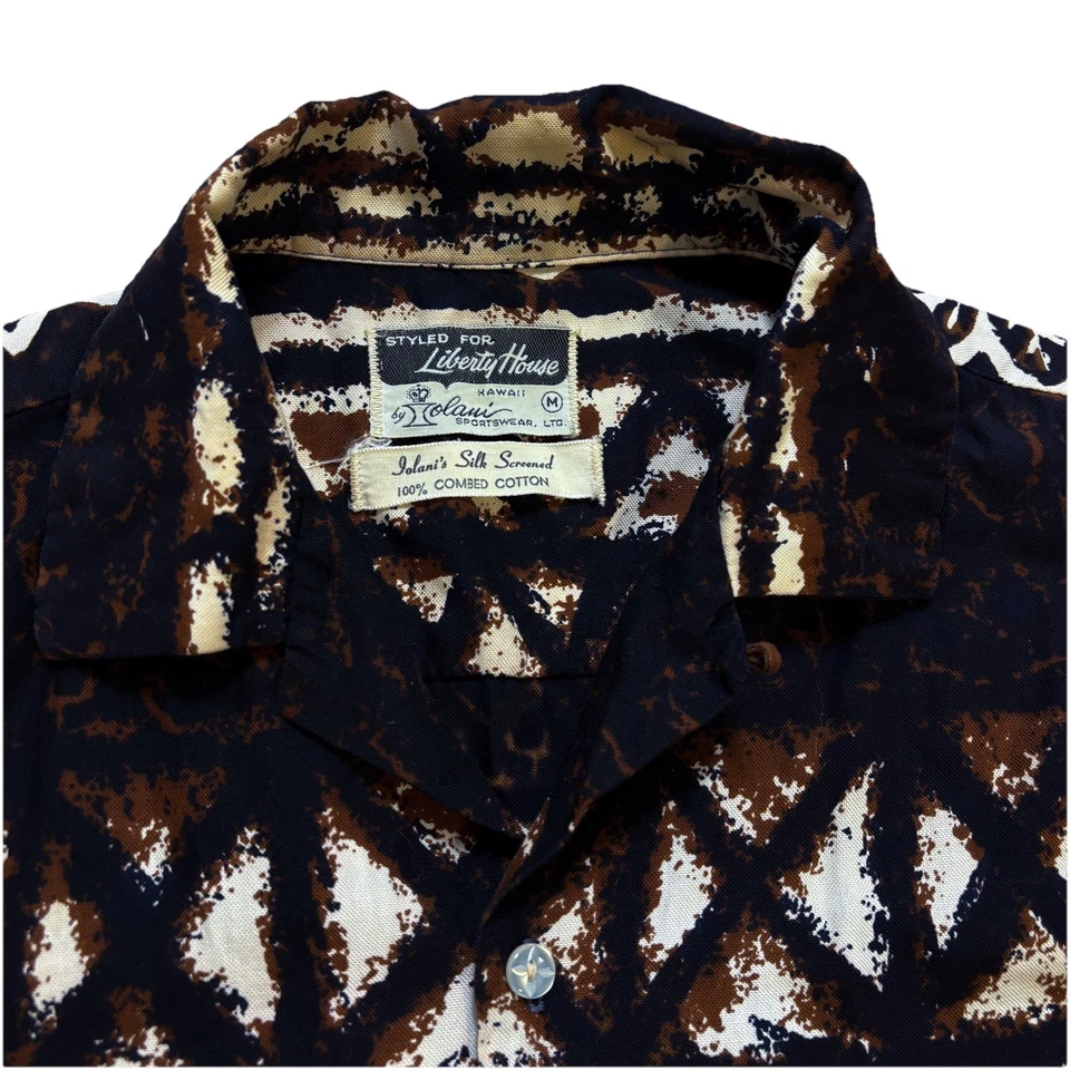 Vintage 1960s Liberty House Hawaiian Shirt 50s 60s Camp Iolani Sportswear M/L - Image 3 of 4