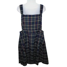 Modcloth Plaid Tartan Pinafore Apron Dress XL Schoolgirl Fall Academia Suspender