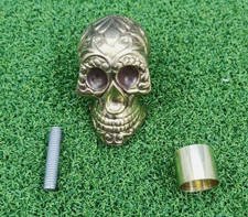 Vintage Brass Finish Solid Skull Head Handle For Wooden Walking Stick Cane Gift