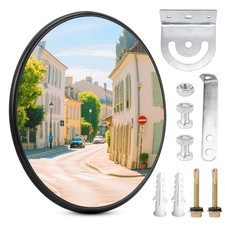 Specchio stradale convesso 30 cm grandangolare 130° con supporto per garage