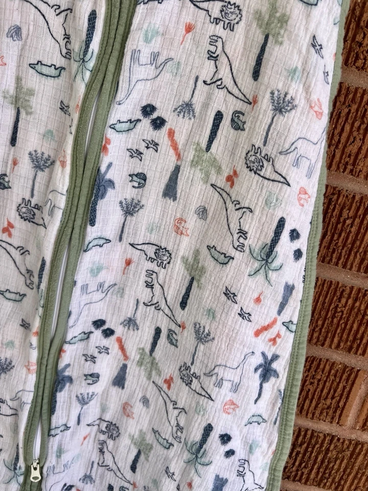 Saco de Dormir Adén + Anais Muselina Dinosaurio Talla L 12-18 Mo Grande Estampado Dino Cremallera Foto 3 de 3