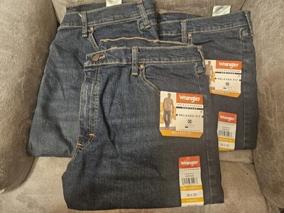 (3) Wrangler Five Star Premium Relaxed  Fit Size 38x30 Medium Stretch NWT