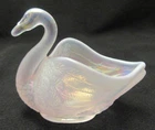 Vintage Fenton Pink Iridescent Swan Dish