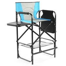 31" Tall Directors Chair W/ Footrest, 4Portable Bar Height Folding Camping Chair