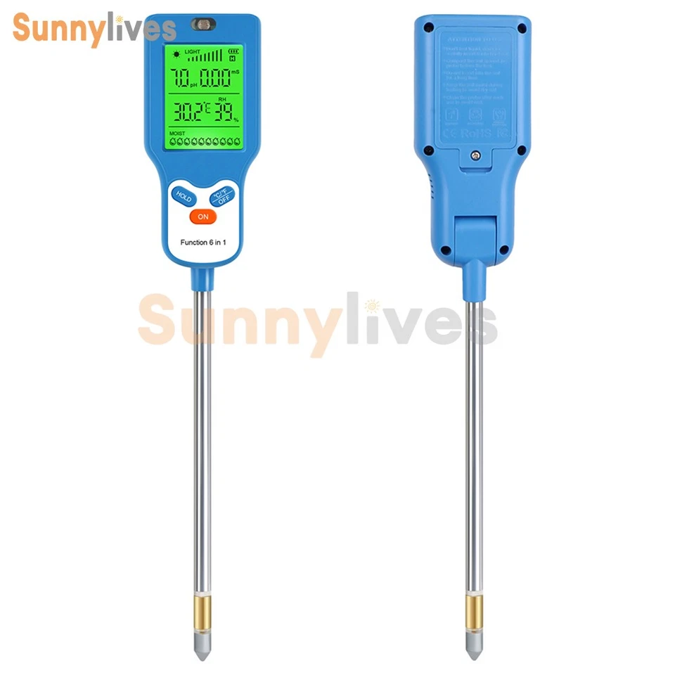 6in1 Digital PH Soil Tester Sunlight Moisture Fertility Temp Humidity Test Meter - Image 3 of 4