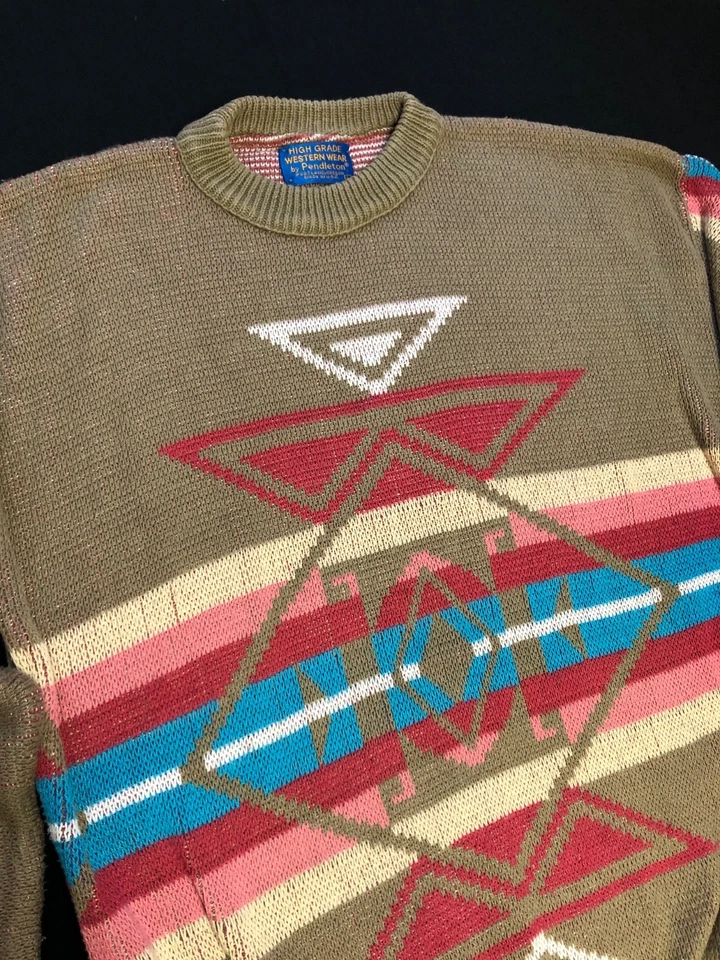 VTG PENDLETON SOFT 100% COTTON SWEATER NATIVE USA HIGH GRADE WESTERN WEAR SIZE L - Image 2 of 4