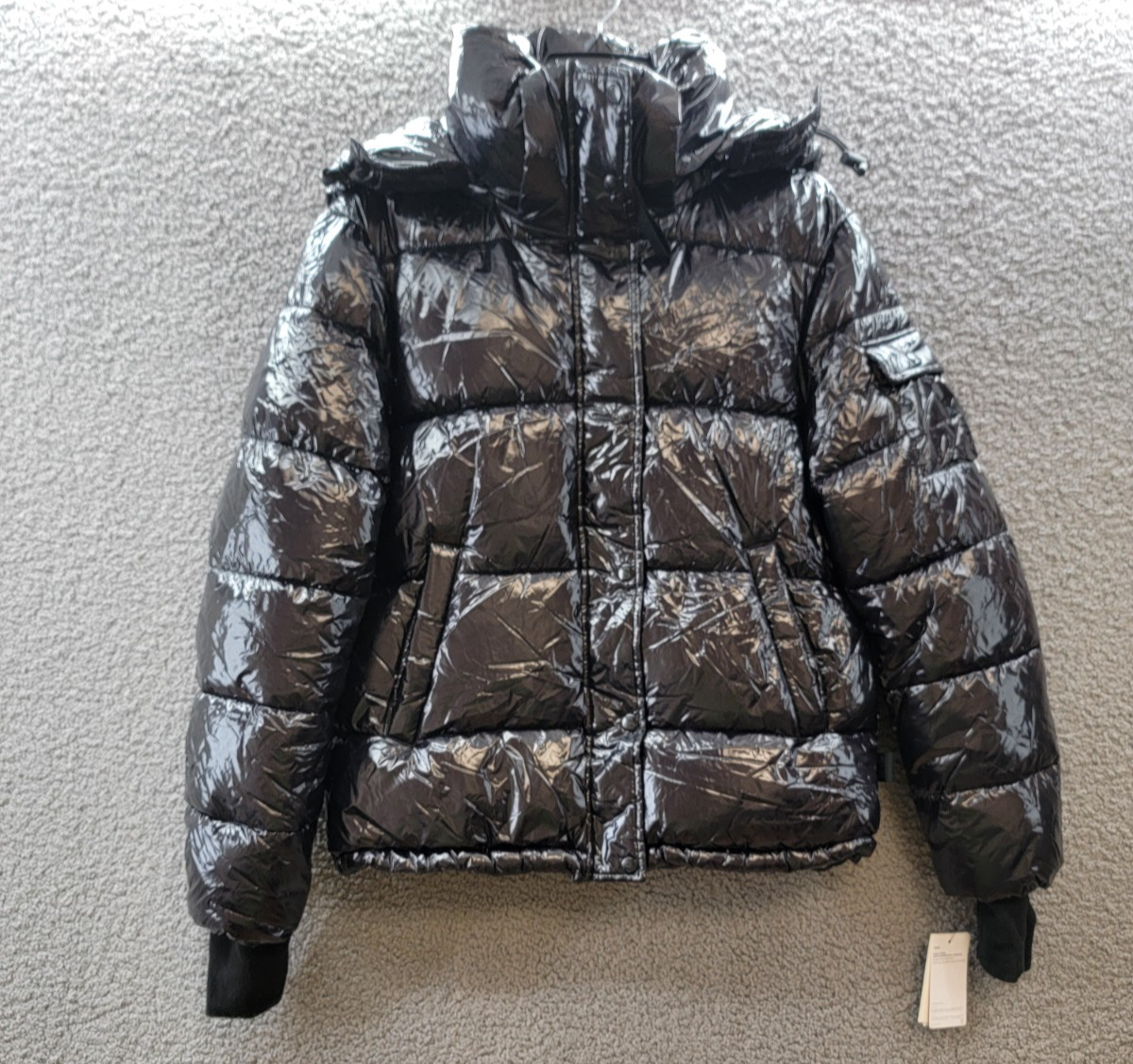S13 Lacquer Ella Hooded Puffer Jacket Women's M Onyx Solid Long