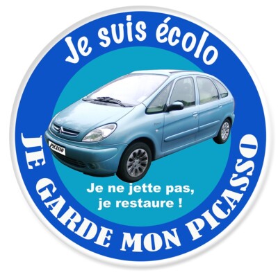 AUFKLEBER ICH BIN ÖKOLOGISCH ICH BEHALTE MEINEN XSARA PICASSO CITROEN HUMOR EZ084