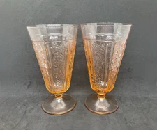 Sharon Cabbage Rose Pink Footed Iced Tea Glasses, Set of 2