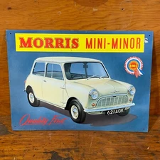 Morris Mini Minor Tin Sign, BMC Mini Cooper Wall Garage Display Decor