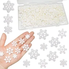 HADDIY Small Snowflakes for Craft,60 Pcs White Glitter Plastic Mini Snowflake...