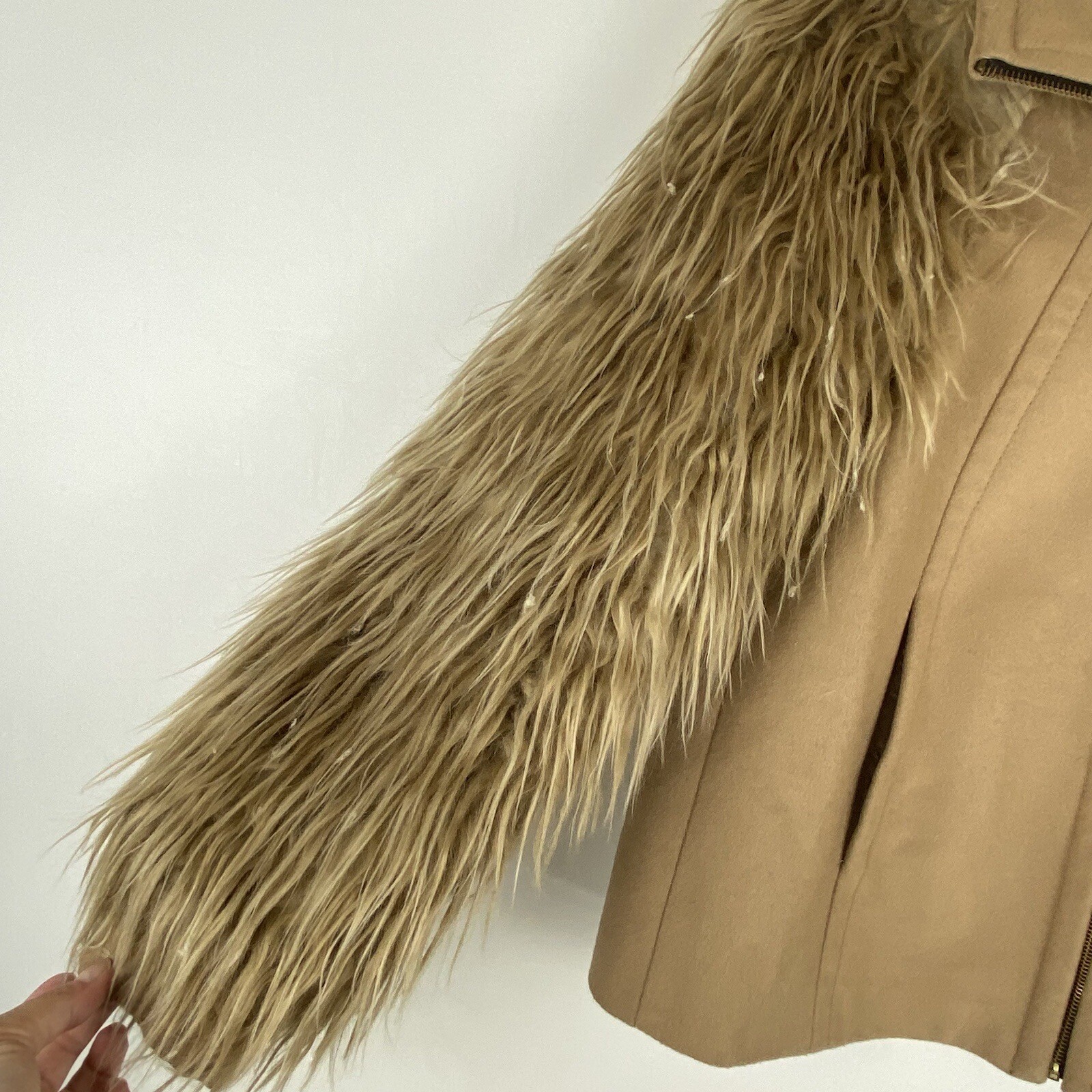 Zara Basic Womens Medium Wool Coat Jacket Faux Fu… - image 4