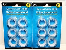 2pk Crystal Clear Transparent Tape Jot 3/4in x 600in 16.67yds - 6 Pcs