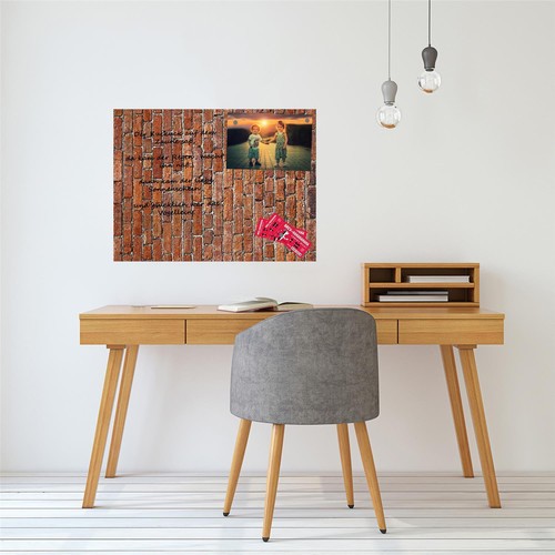 Glas-Magnettafel 60x80 Wand mit Zubehör Whiteboard Küche Ziegelstein Büro Braun - Bild 3 von 4