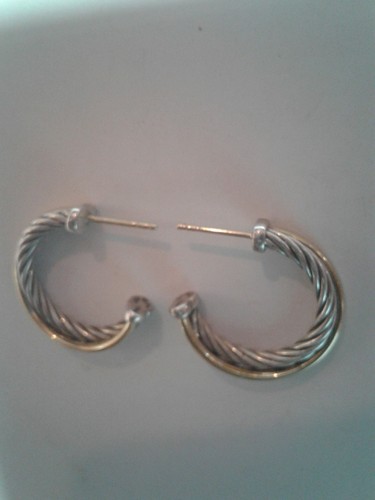 D. Yurman Sterling Silver Cable Earrings w/18k(yg)Crossover Band - Picture 12 of 12