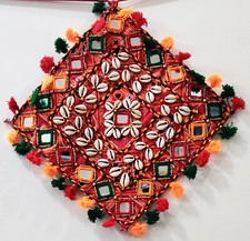 11 x 11 inches Wall PS decorative Handmade Bandhani Kori Work Mirror and Beads