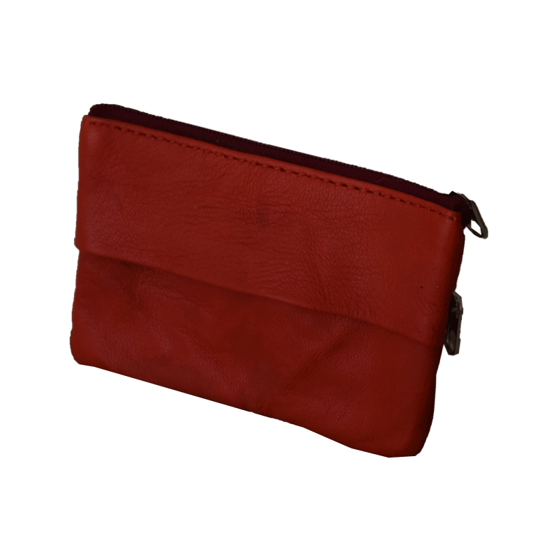 100 Leather Wallet Card Coin Key Holder Zipper Purse Pouch Change Bag