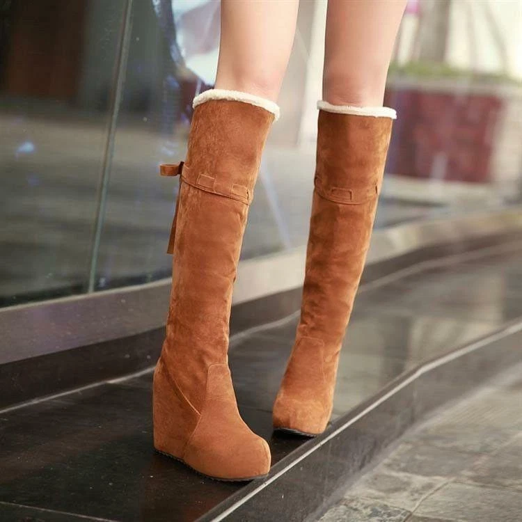 Long boots wedge clearance heel