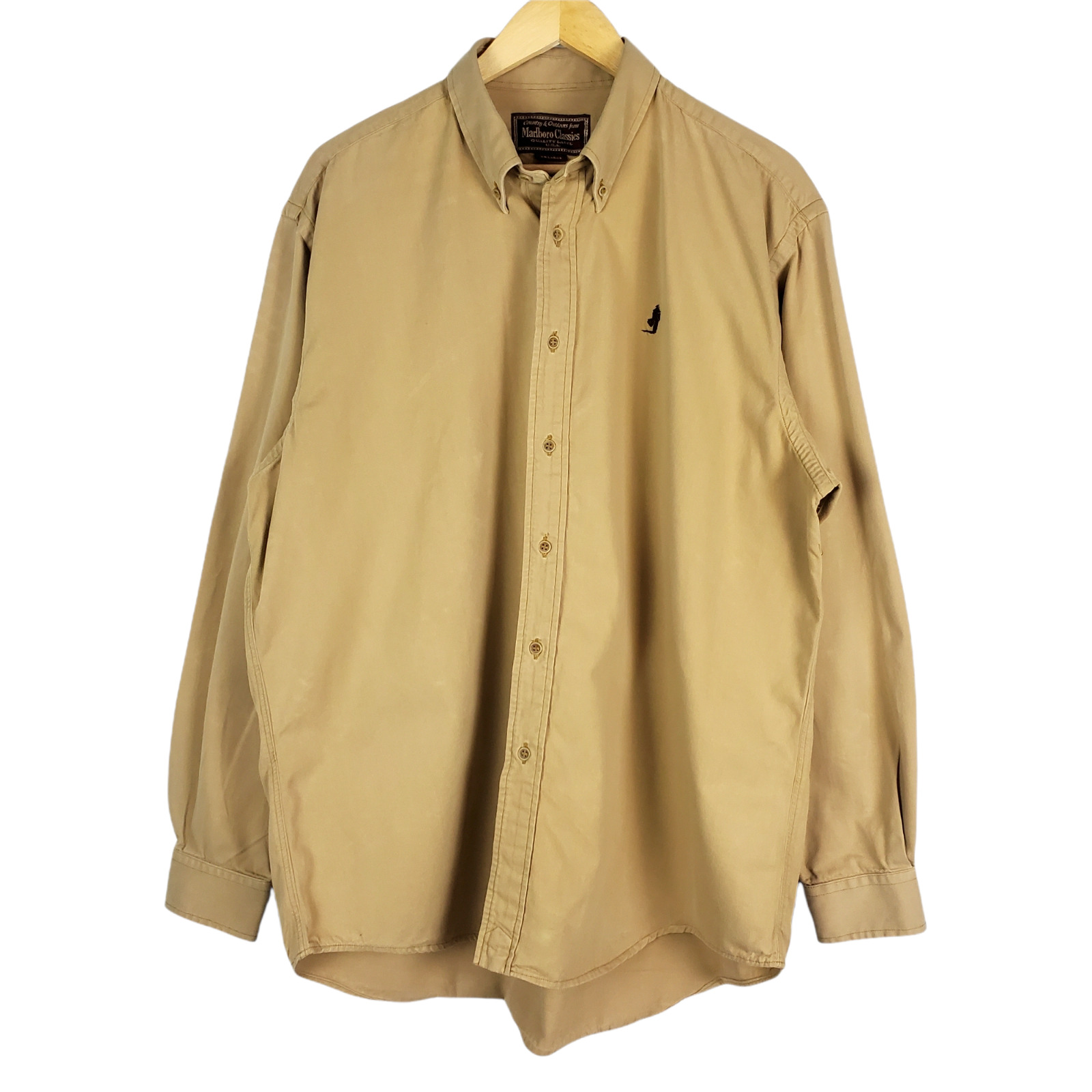 Marlboro Classics Khaki Button Down Shirt Vintage… - image 1