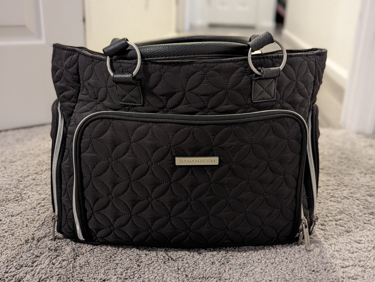 Banana Fish Black Quilted Pattern Gold Hardware Leather Trim