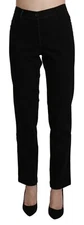 BENCIVENGA Pants Black High Waist Straight Casual Trouser IT46/US12/XL RRP $300