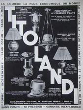 ADS PRESS 1933 TITO LANDI LAMPE LANTERNE FOUR - PUBLICITÉ DE PRESSE FRENCH
