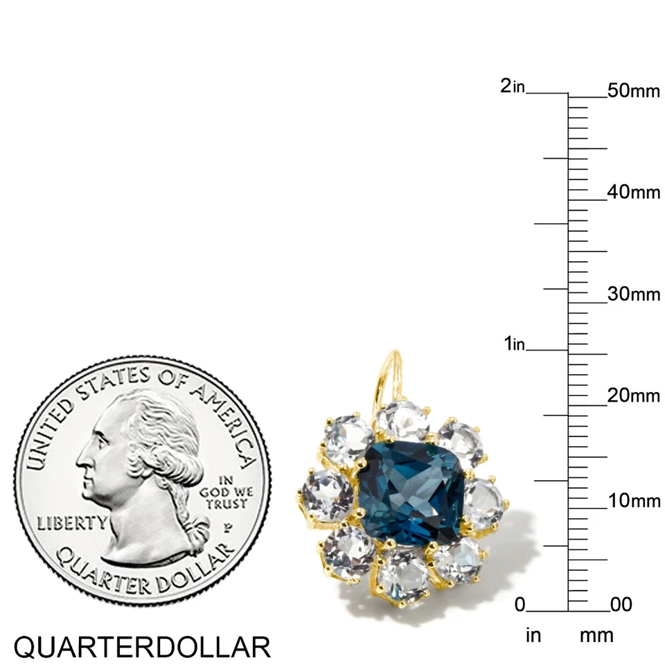 Pendientes Atelier London topacio azul y topacio blanco en oro amarillo sólido de 14K Foto 2 de 4