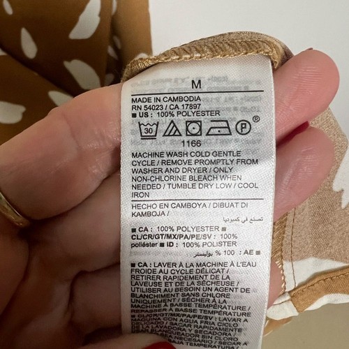 Old Navy braun creme Print Wasserfallausschnitt Satin Midi Slip Dress Size Medium - Bild 10 von 10