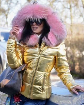 Cappotto invernale lungo in pile per ragazze con pelliccia