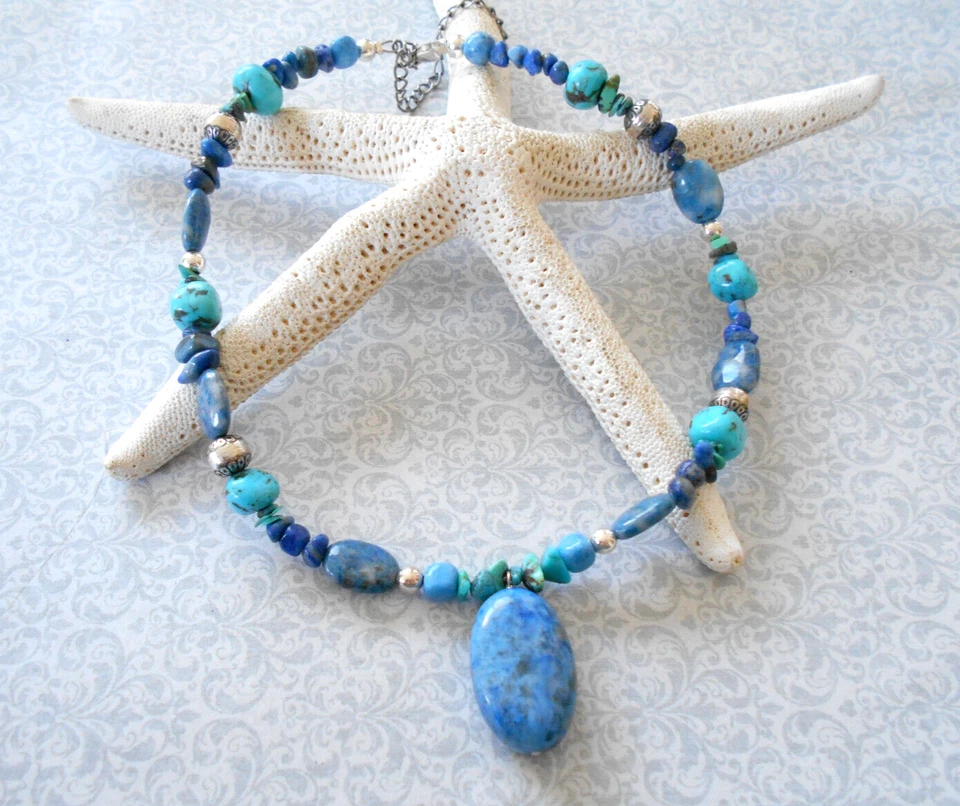 Collar Carolyn Pollack Relios Lapislázuli Esterlina y Turquesa Cuentas CP51M Foto 3 de 4