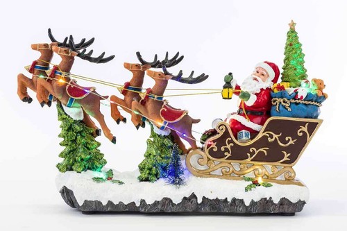 Carillon Slitta Babbo Natale con Movimento Luci e Musica - Natale, Le Stelle - Foto 7 di 7