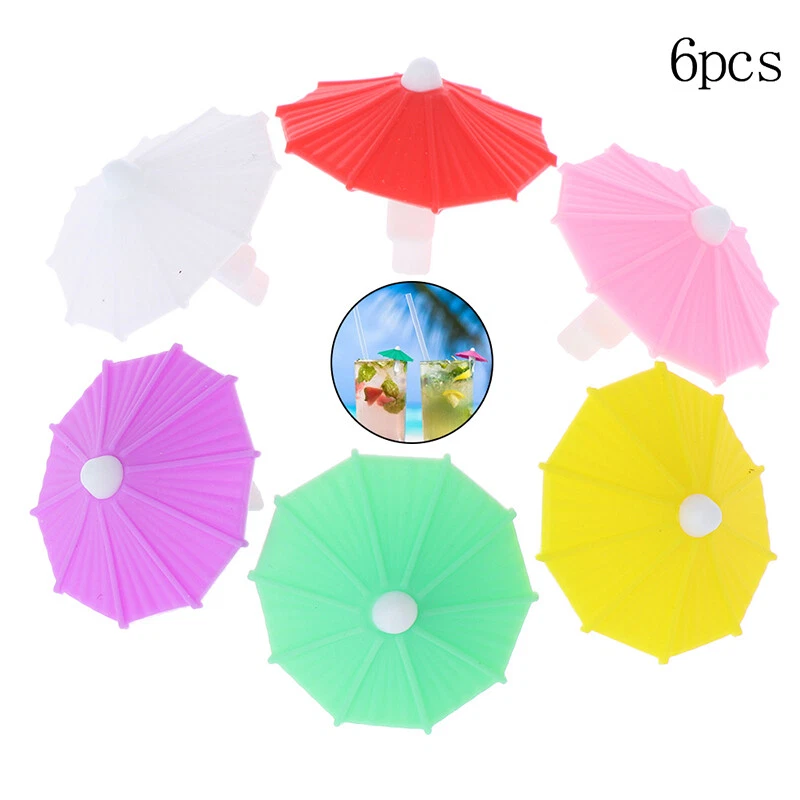 Umbrella Wine Glass Marker Charms 6pcs Drinking Buddy Cup Identification CSEzh