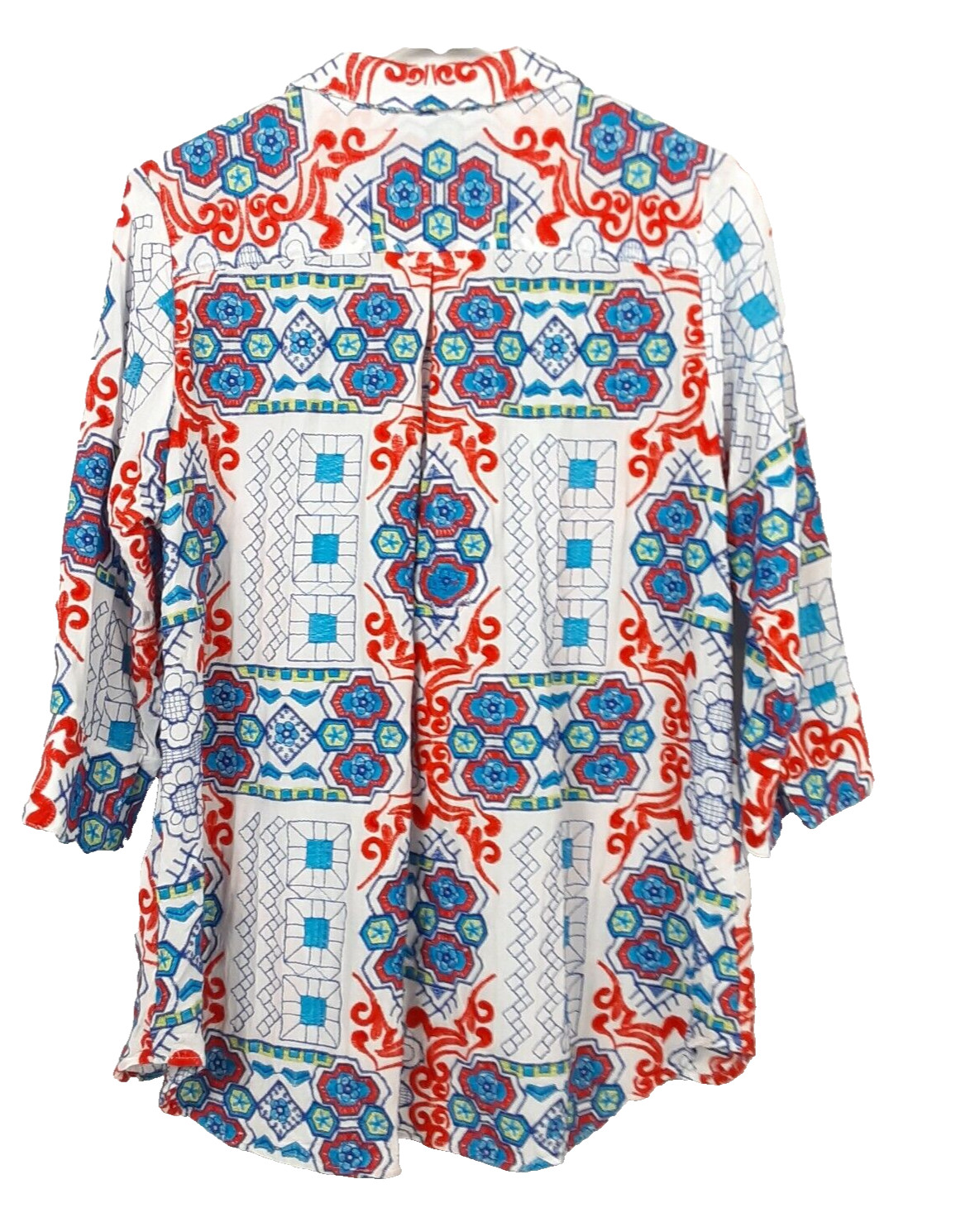 BOHO CHIC Embroidered Button Down Tunic Shirt Sz L - image 4