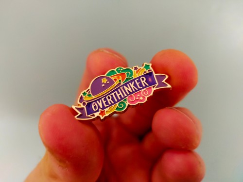 overthinker pin overthinking badge Creative Pop-Enamel Pin Lapel Badges Brooch F - Picture 1 of 6