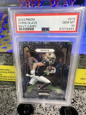 2023 Prizm Chris Olave #212 Navy Camo /25 Graded PSA 10 GEM MT Pop 1 Saints
