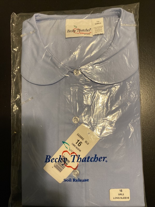Becky Thatcher Elderwear School Uniform Blouse Long Sleeve Girls 16