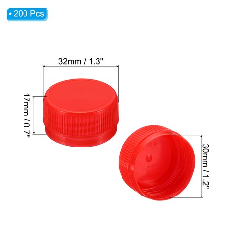 1.2inch Plastic Bottle Caps for Crafts, 200Pcs Bottle Screw Lids, Red - Picture 2 of 5