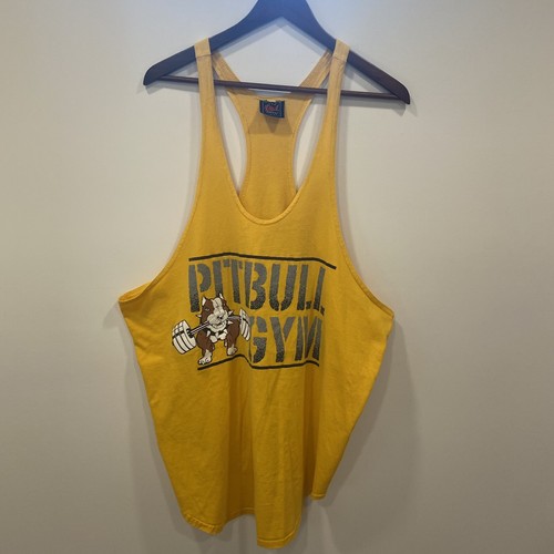 Vintage Pitbull Gym Tank Muscle Shirt 2XL Excellent Condition Yellow Made In USA