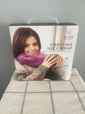 Lomi Massage Vibrating Neck Wrap Ultra Plush Microfleece, Wireless Travel Pillow