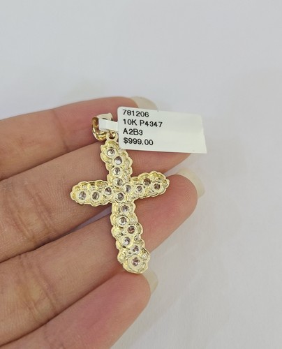 Real 10k Jesus Cross Charm Pendant Yellow Gold 1.5" inches Genuine Religious. - Picture 5 of 5
